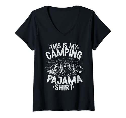 Mujer Funny Camper Happy Senderismo Al Aire Libre Este Es Mi Pijama De Camping Camiseta Cuello V