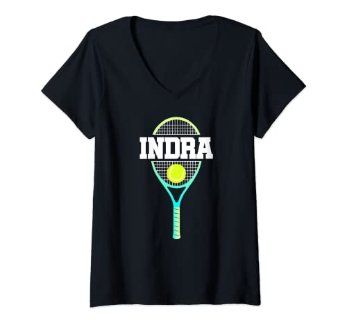 Mujer Indra Name - Pelota y raqueta para niños Camiseta Cuello V