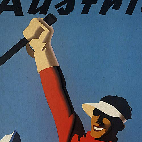 Nacnic Poster vintage. Cartel vintage de montañas europeas. Ski en austria. Tamaño A3 con marco