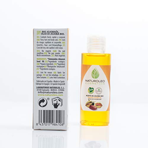 Naturoleo Cosmetics - Aceite Jojoba BIO - 100% Puro y Natural Ecológico Certificado - 50 ml