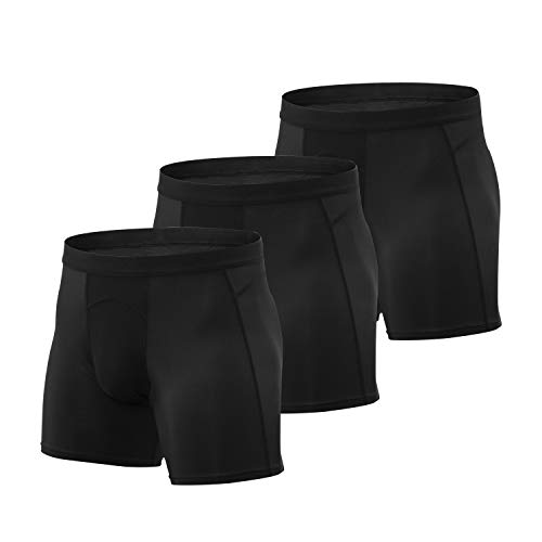 Niksa Bóxer para Hombre(Pack de 3) Calzoncillos Bóxers, Calzoncillos Deportivos para Hombre Ropa Interior Funcional Pantalones Cortos de Ciclismo Shorts de compresión Negro Large