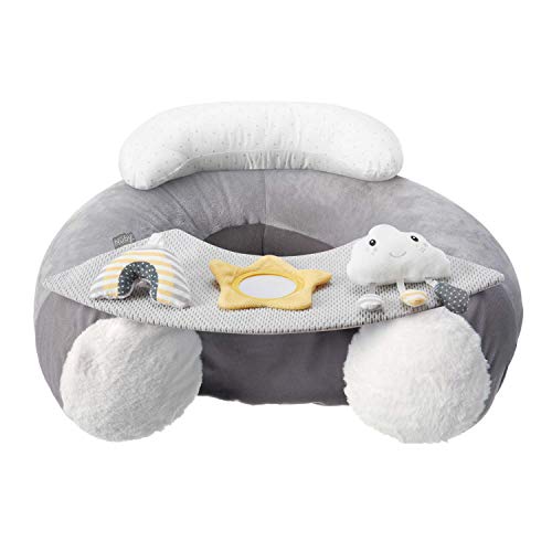 Nuby Sit-Me-Up - Asiento para bebé, con juguetes de nube y estrella, asiento inflable para sentarse y jugar, con bandeja y juguetes para bebé
