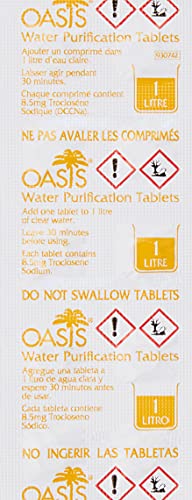 OASIS 118378 Tableta de purificación de agua NADCC, 8.5 mg, 100 contar