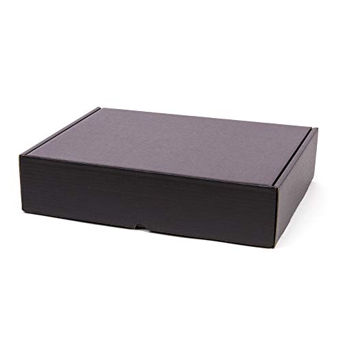 Only Boxes, Pack 20 Cajas De Cartón Negra para Envío Postal, Caja Automontable ideal para Regalo, Caja de Cartón Resistente, Dimensiones 42x32x10 cm