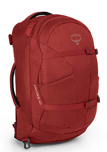 Osprey Fairview 70 Women's Travel Pack with 13L Detachable Daypack Misty Grey (WS/WM) + Farpoint 40 Men's Travel Pack Jasper Red (M/L)