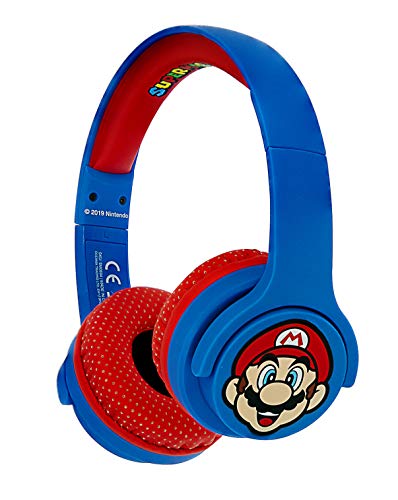 OTL Technologies - Auricular inalambrico Bluetooth para niños Rojo y Azul Super Mario (Android)