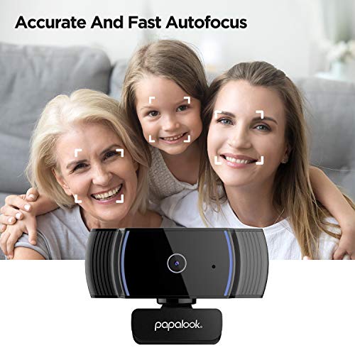 papalook AutoFocus Webcam 1080P con Microfono para PC, AF925 USB Cámara Web Enfoque Automático para Streaming en Vivo, CAM Compatible con Zoom/Skype/Teams, Mac/Portátil/Computadora/Ordenador - Negro