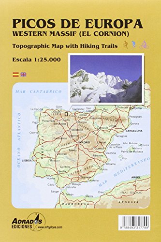 Picos de Europa. Macizo Occidental (El Cornión). Mapa: Mapa topográfico excursionista. Escala 1:25000