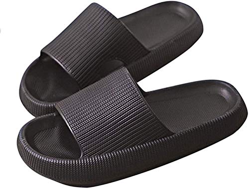 Pillow Slides Slippers, Unisex Shower Sandals with Thick Sole, Ultra-Soft Slippers Extra Soft Cloud Shoes Non-Slip Quick-Drying Open Toe Pillow Slides Sandals (Black, numeric_40)