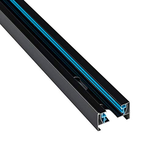 POPP® Carril monofasico Accesorio para carril LED en manofasico superficie (Negro, 1 m)