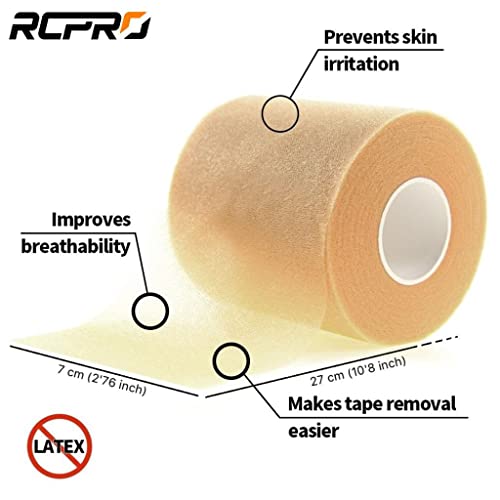 RCPRO - Venda pre tape - 2 rollos 7cm x 27m - de espuma no adhesiva para protección de la piel y vello en vendajes funcionales