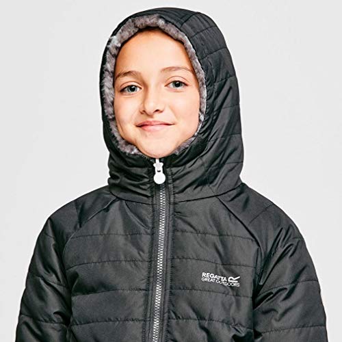 Regatta Spyra - Chaqueta con capucha para niño, ligera y aislante con diseño reversible, Unisex niños, RKN101, negro (Black), FR : 3XL (Taille Fabricant : 13 yr)