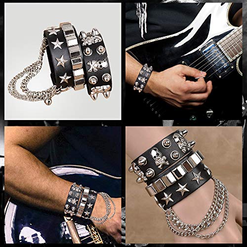 Rockstar 70s 80s - Peluca de metal pesado para discoteca, accesorios para disfraz, collar con colgante de cruz pulida, sombrero largo y rizado, gafas de sol, disfraz de rocker, accesorios para disfraz