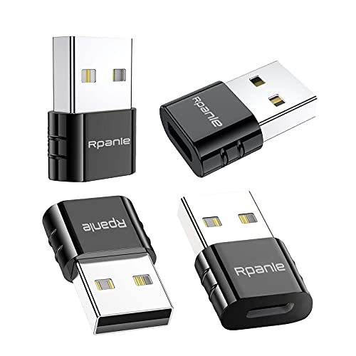 Rpanle Adaptador USB C Hembra a USB Macho, 4 Piezas Adaptador de Cable Tipo C a USB A, para Samsung, Huawei, Computadoras Portátiles, Bancos de Energía y Otros Dispositivos con USB C (Negro)