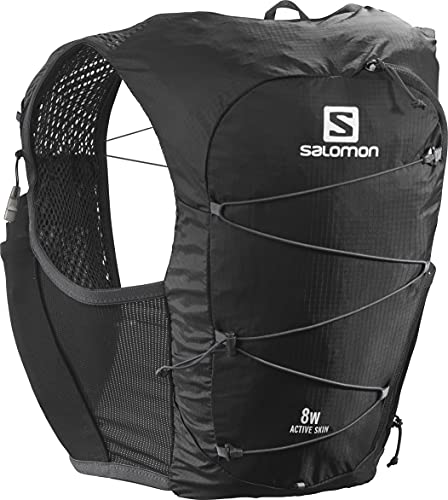 Salomon Active Skin 8 Set Chaleco de Hidratación para Mujer, con Botella Blanda (2 x 500ml), Trail Running, Trekking y Senderismo, Negro, Large