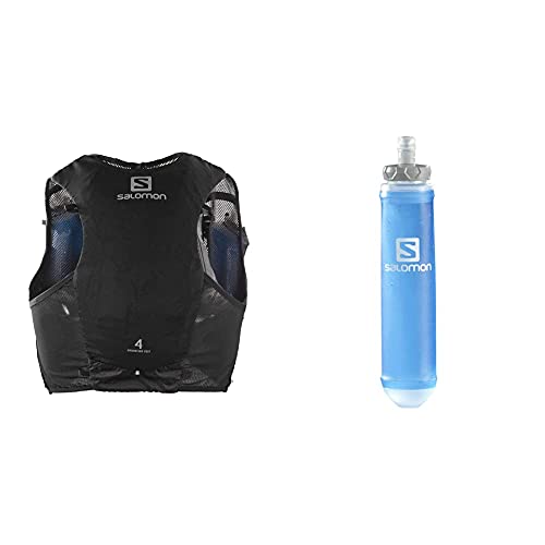 SALOMON ADV Hydra Vest 4 Chaleco de hidratación 4L, 2 Botellas SoftFlask 500 ml Incluidas, Unisex-Adult, Negro, L + Soft Flask Bidón Flexible 500ML Trail Running Senderismo