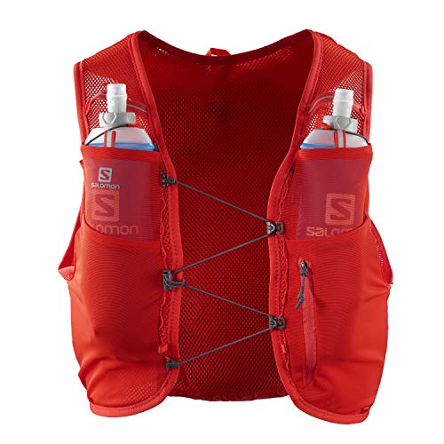 SALOMON ADV Hydra Vest 4 Chaleco de hidratación 4L, 2 Botellas SoftFlask 500 ml Incluidas, Unisex-Adult, Rojo, L + Soft Flask Bidón Flexible 500ML Trail Running Senderismo