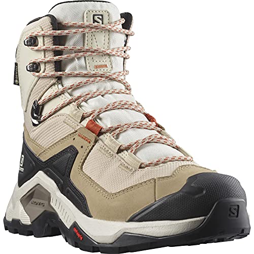 Salomon Quest Element Gore-Tex (impermeable) Mujer Zapatos de trekking, Beige (Safari/Vanilla Ice/Mec Orange), 43 ⅓ EU