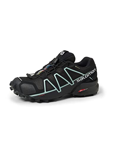 Salomon Speedcross 4 Gore-Tex, Zapatos de Trail Running Mujer, Black/Black/Metallic Bubble Blue, 41 1/3 EU