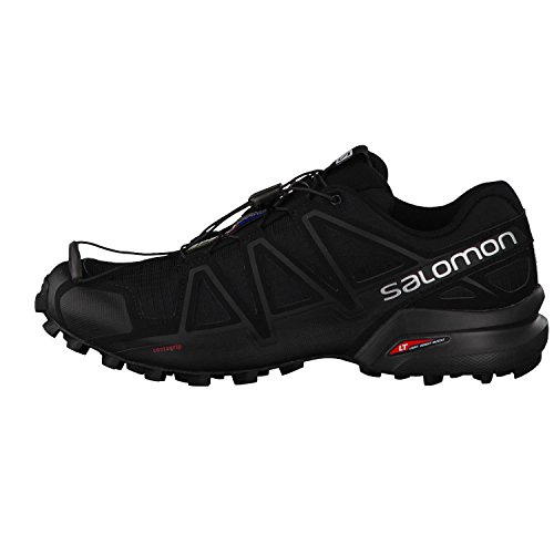 Salomon Speedcross 4, Zapatillas de Trail Running para Hombre, Ofrecen Agarre y un Punto de Apoyo Preciso, Negro y Negro Metálico, 42 2/3