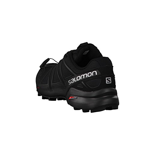 Salomon Speedcross 4, Zapatillas de Trail Running para Hombre, Ofrecen Agarre y un Punto de Apoyo Preciso, Negro y Negro Metálico, 44