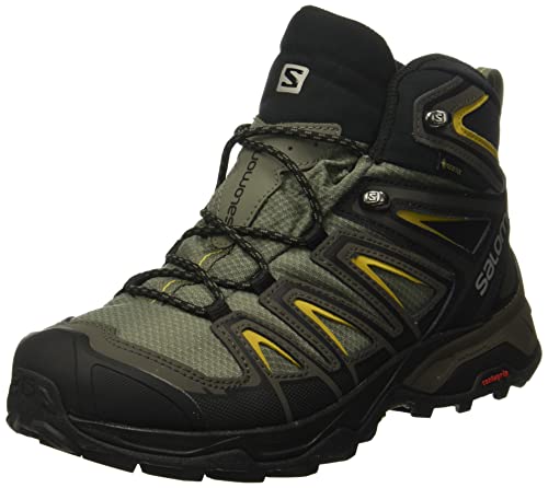 Salomon X Ultra 3 Wide Mid Gore-Tex (impermeable) Hombre Zapatos de trekking, Gris (Castor Gray/Black/Green Sulphur), 44 EU