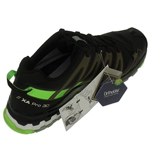 Salomon XA Pro 3D V8 Gore-Tex (impermeable) Hombre Zapatos de trail running, Negro (Black/Green Gecko/Green Milieu), 41 1/3 EU
