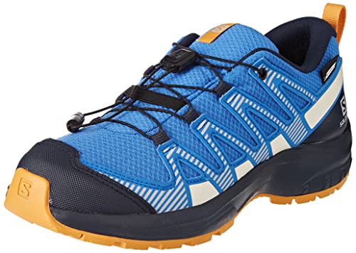 Salomon XA Pro V8 Climasalomon Waterproof (impermeable) unisex-niños Zapatos de trail running, Azul (Palace Blue/Navy Blazer/Butterscotch), 34 EU
