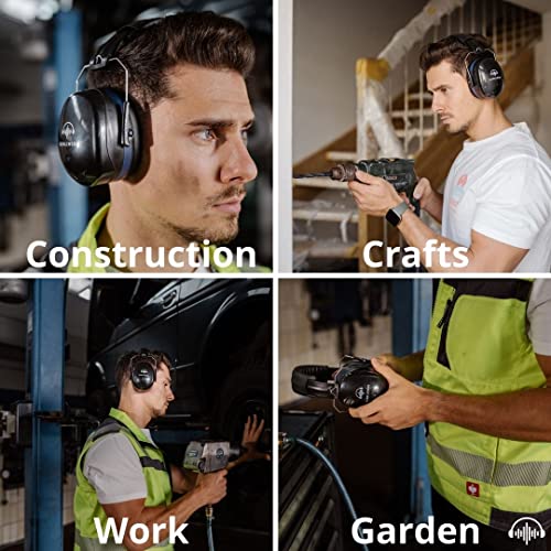 SCHALLWERK ® Work+ auriculares aislantes ruido – orejeras de tamaño ajustable – amortigua el ruido y protege el oído – ideal en el trabajo – protección auditiva laboral