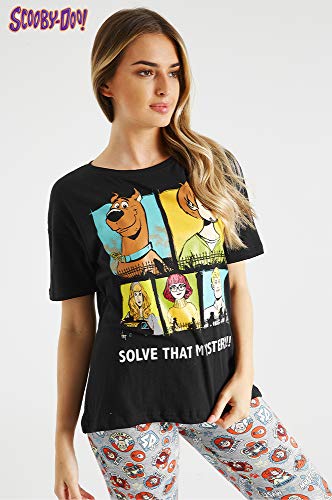 Scooby Doo Pijamas Mujer Verano, Ropa Mujer 100% Algodon, Pijama Mujer Dos Piezas con Camiseta Manga Corta y Pantalones Largos, Regalos para Mujer Chicas (L)