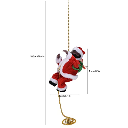 Shanrya Papá Noel Eléctrico, Muñeca del Ornamento de Navidad Que Sube la Tela de la Felpa de la Postura para el Aniversario para el Cumpleaños(Cordón de Escalada Negro)