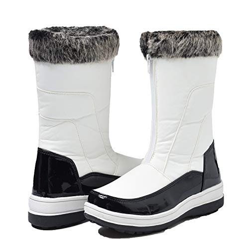 Shenji Zapatos de Invierno - Botas de Nieve con Cremallera para Mujer H7628 Blanco 38