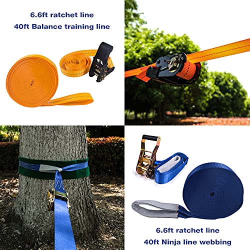 Slackline Kit de Slackline para niños con correa de 15 m y trinquete de protección, ayuda al equilibrio del árbol y bolsa de transporte para niños y principiantes