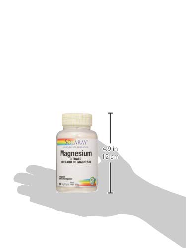 SOLARAY® Magnesium. Magnesio Citrato.90 VegCaps. Ayuda a disminuir el cansancio y la fatiga. Contribuye al funcionamiento normal de los músculos. Sin gluten. Apto para veganos.
