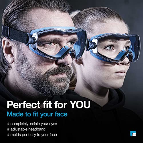 SOLID. gafas proteccion trabajo de ajuste perfecto | Gafas de seguridad a prueba de polvo con ajuste universal | Para los usuarios de gafas | Resistentes a los arañazos, antiniebla & protección UV