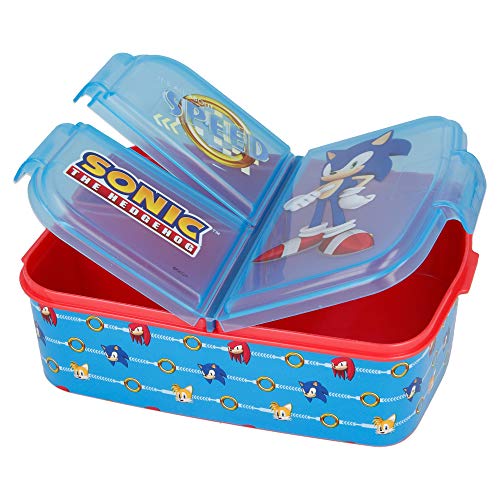 Sonic | Sandwichera Con 3 Compartimentos Para Niños - Lonchera Infantil - Porta Merienda - Fiambrera Decorada