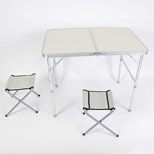 Soytich Mesa plegable de camping con 2 sillas plegables Stühle, mesa plegable (mesa de 90 x 60)