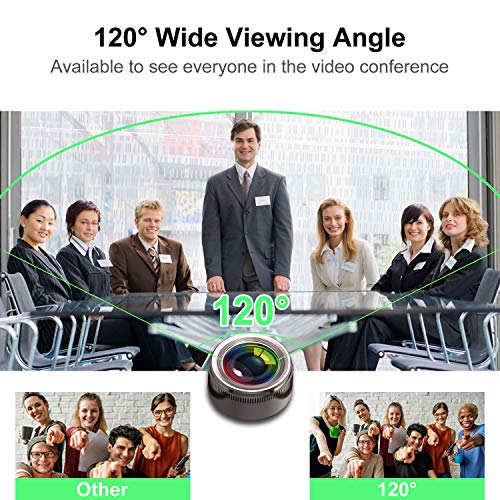 Spedal Cámara Web Gran Angular 120 Grados Webcam 1080P Full HD con Micrófono Estéreo USB Webcam para PC Video Chat y Grabación Compatible con Windows Mac Plug and Play