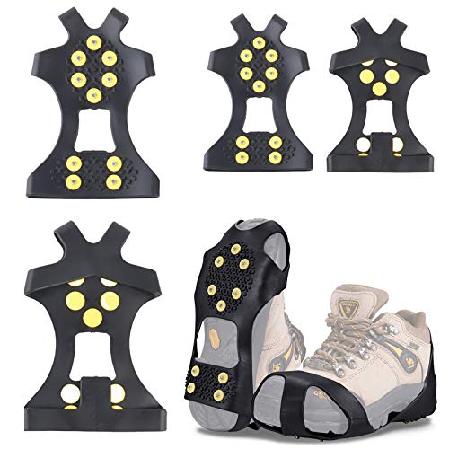 Spikes Crampons Ice Claws Antideslizante Zapato con Clavos Puños Zapato Clavos Snow Spikes Ice Spikes para Botas Zapatos con 10 Clavos Adecuado para Caminatas de Invierno,Senderismo,Montañismo
