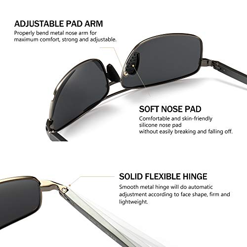 SUNGAIT Gafas de sol Hombre Polarizadas Clásico Retro Gafas de sol para Hombre metal Marco Gunmetal/gris 2458