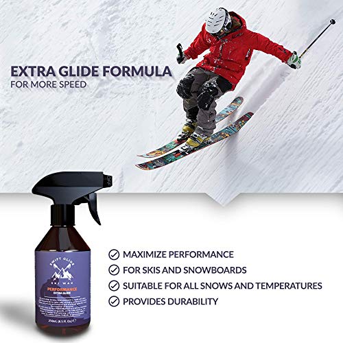 Swift Glide Spray Cera Esquis y Snowboard Tabla - Cera Snowboard para Mejor Deslizamiento Tabla de Snowboard - Encerado Tabla Deslizante, Hidrata y Protege la Tabla Snowboard para Esquiadores, 250ml