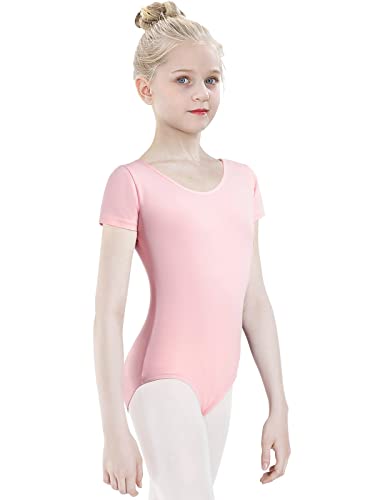 tanzdunsje Maillot de ballet Maillot de baile para niñas mujeres Leotardos de gimnasia de algodón de manga corta talla 130
