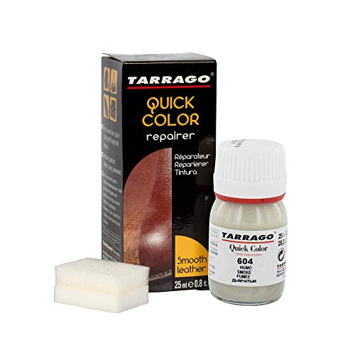 Tarrago | Quick Color 25 ml | Tinte Para Zapatos y Accesorios de Piel, Cuero Liso y Lona | Tintura de Secado Rápido Que Repara y Protege el Calzado de Pequeños Desgastes (Humo 604)