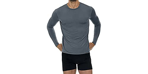 tex leaves Camiseta Interior Térmica para Hombre - Colores básicos a Elegir (Gris Oscuro, XL)