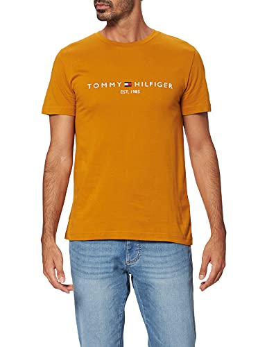 Tommy Hilfiger Organic Cotton Logo T-Shirt Camiseta, Crest Gold, S para Hombre