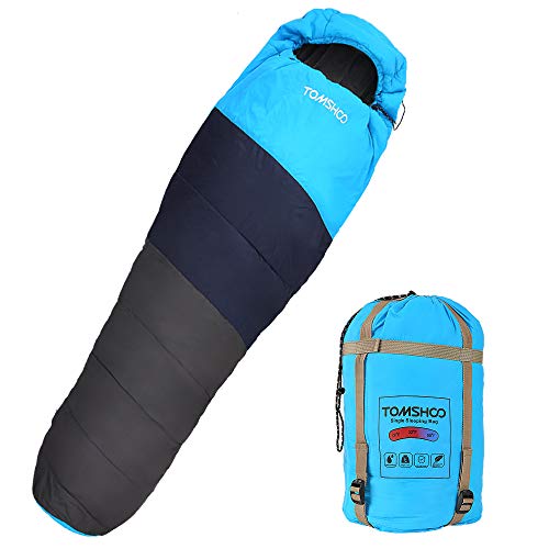 TOMSHOO Saco de Dormir Tipo Momia 87" x32 Ultraligero Impermeable Portátil con Saco de Compresion Ideal para Acampar, Excursionismo, Viajes, Mochilero y Actividades al Aire Libre