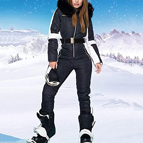 Traje de esquí para mujer de una pieza, traje de esquí de una pieza, mono de invierno para mujer, resistente al agua, monos de nieve, cálidos, para esquiar, para exteriores, AAAblack, M