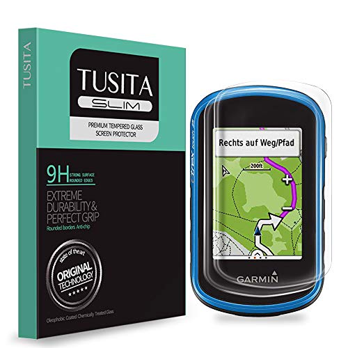 TUSITA [2 Piezas] Protector Pantalla Compatible con Garmin eTrex Touch 25 35 35t - 0.33mm Cristal Templado Ultrafino Vidrio, Ultraresistente 9H Dureza - Accesorios Navegador GPS para Bicicleta