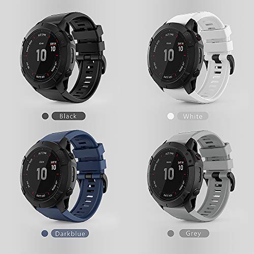 TUSITA [4 Piezas] QuickFit 26mm Correa Compatible con Garmin Fenix 3 HR Sapphire,Fenix 5X Plus 6X Pro Sapphire Solar 7X, Foretrex 601 701 - Banda de Silicona de Repuesto - Accesorios para Smart Watch