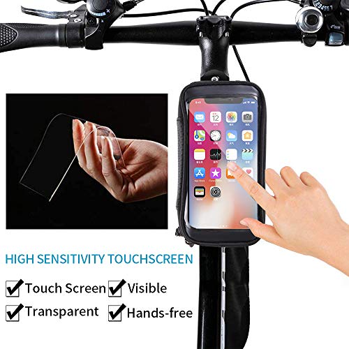 UIHOL Bolsa de Movil Bicicleta, Soporte Teléfono Impermeable Accesorios Bicletas Porta Bike Montaña Frame Bag, Táctil de Tubo Superior Delantero, para Smartphone por Debajo de 6,5 Pulgadas